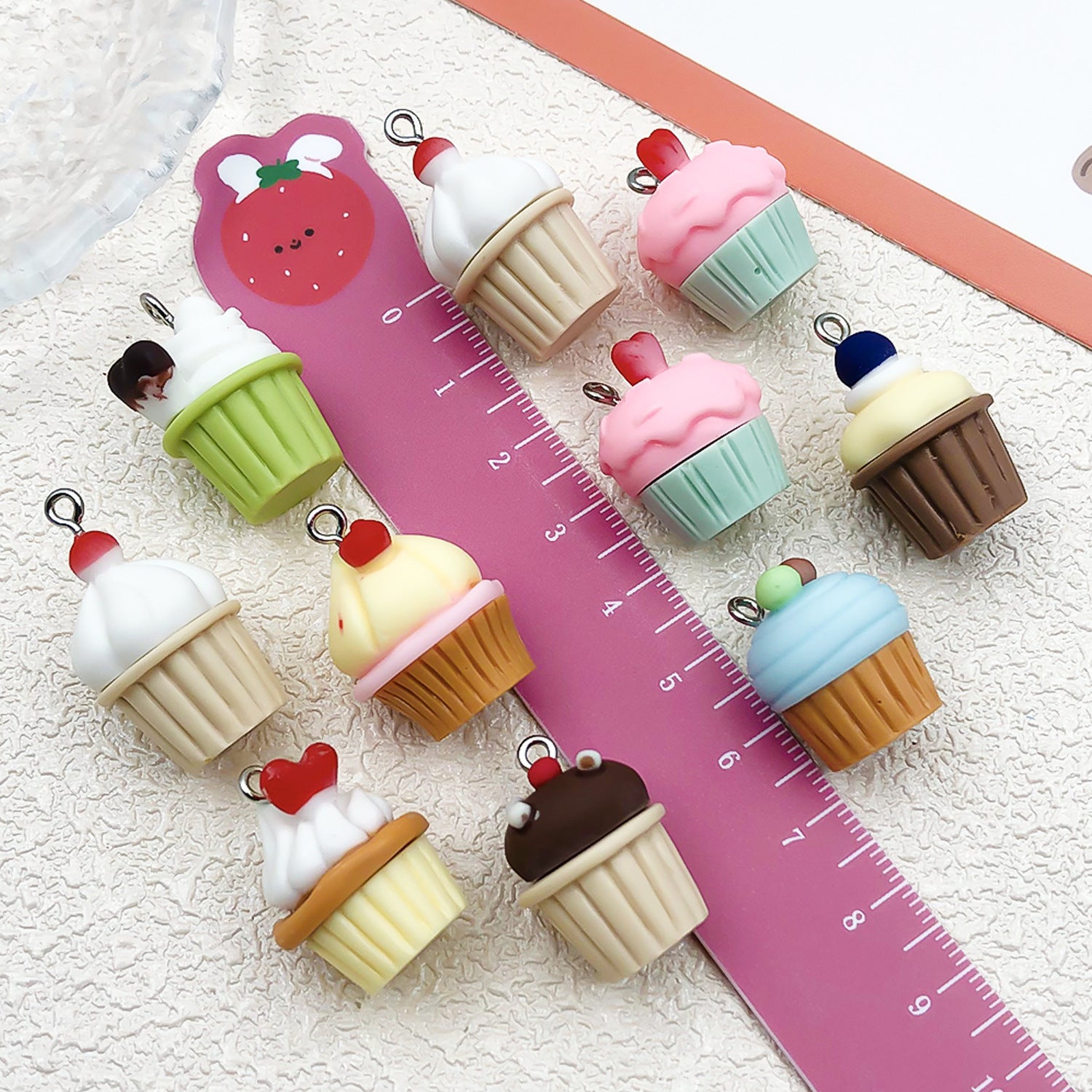 Resin Cream Cupcake Dessert Charm Pendant for DIY Keychain Earrings Jewelry Making
