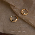 Gold Thick Huggie Hoop Earrings Polished Domed Band view 3