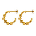 Gold Or Silver Beaded C Hoop Earrings Graduated Balls view 5