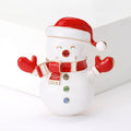 Red and White Enamel Snowman Brooch With Scarf and Crystal Buttons view 6