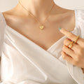 Gold Steel Heart Love You More Pendant Chain Necklace view 7