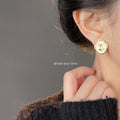 Gold Cream Enamel Tulip Stud Earrings Pink Pearl Accent view 2