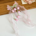 Organza Flower Bow Duckbill Hair Clips Pearl Streams view 8