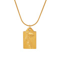 Abstract Half Face Rectangle Pendant Necklace Three Tones view 5