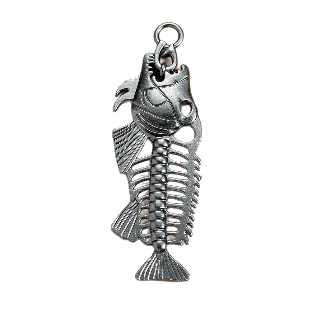 Vintage Punk Fish Bone Alloy Necklace Pendant