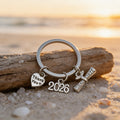 Silver Thank You Graduate Diploma Year Charm Keychain view 4