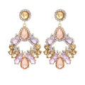 Pink Clear Stone Floral Wreath Statement Stud Earrings view 5