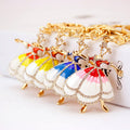 Rhinestone Dancing Girl Keychain With Colorful Dress view 1