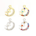 Rhinestone Moon and Star Pendant Charms in Four Styles view 2