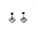 Interlocking Square Geometric Long Dangle Stud Earrings view 5