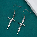 Four Silver Tone Faith Message Cross and Heart Hook Earrings view 4