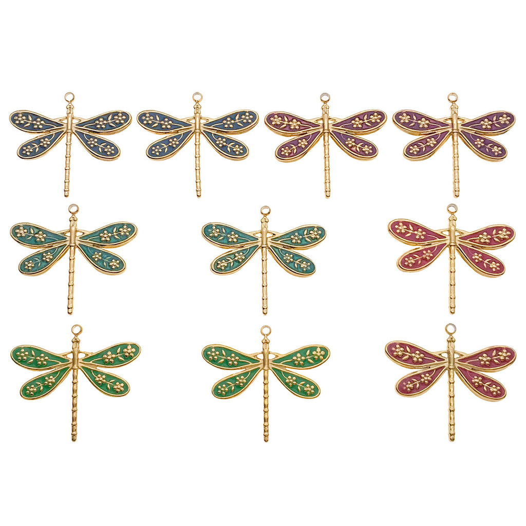 Stainless Steel Enamel Dragonfly Charm Pendant for DIY Necklace Earrings Bracelet