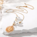Gold Tone Smiling Sun Keychain Earrings and Pearl Necklace view 4