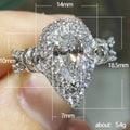 Pear Cut Crystal Halo Ring With Clustered Side Stones view 3