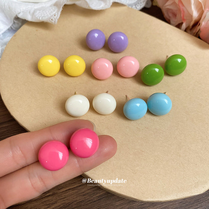 Round Colorful Stud Earrings in Seven Shades Fashion Earrings