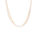 Gold Double Layer Freshwater Pearl And Chain Necklace Set view 5