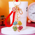 Pearl Crystal Clover Keychains with Fortune Cords and Loose Heart Loops view 12