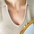 Gold Hollow Heart Pendant Necklace Fine Cable Chain view 1