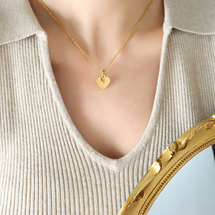 Gold Hollow Heart Pendant Necklace Fine Cable Chain