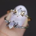 Crescent Moon Marquise White Stone Ring Gold White Metal view 1