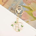 Gold Heart Initial Letter Keychain Floral Rhinestone Charm view 3