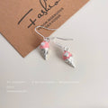 Pink Ice Cream Cone Drop Earrings Silver Hook Pair view 3
