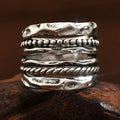 Antique Silver Multi Band Twisted Rope Stack Finger Ring view 2