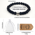 Black Beaded Elastic Skull Bracelet With Silver-Tone Accent view 2