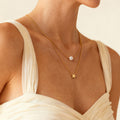 Beaded Double Layer Star Necklace in Gold and Silver Tone view 3