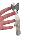 Blue Butterfly Silver Filigree Long Tassel Duckbill Hair Clip view 5