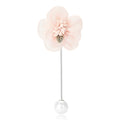 Mesh Flower Stick Pin Brooch Pearl Tip Pink Blue Red view 2