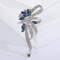 Crystal Ribbon Bouquet Brooch in Blue Silver or Pink Rose Gold view 3