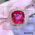 Pink Cushion Solitaire Pear Cluster Statement Ring Silver Tone view 5
