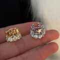Square Starburst Crystal Ear Cuffs in Gold and Silver Tones view 4