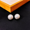 White Textured Pearl Look Stud Earrings in Three Sizes view 3