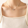 Gold Rose Steel Three Star Charm Station Necklace Chain view 8