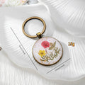 Antique Bronze Round Pressed Flower Split-Ring Keychains in Three Designs view 4