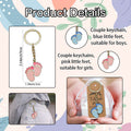 Pink Blue Baby Feet Enamel Keychain Gold Split Ring view 4