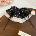 Floral Print Lace Bow Spring Hair Clips Black Or Cream view 6