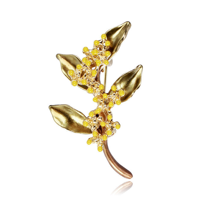 Gold Tone Flower Enamel Metal Brooch Pin for Jackets and Lapels