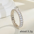 Beaded-Edge Double-Row Clear Stone Eternity Ring Silver Tone view 4