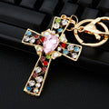 Mixed Jeweled Cross Keychains in Four Designs with Braided Loop Options view 8