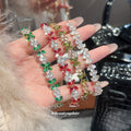 Gold Tone Crystal Flower Leaf Slider Bracelet 2 Colors view 4