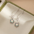 Blue Gradient Star Silver Tone Long Chain Hook Earrings view 2