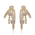 Crystal Openwork Triple Oval Drop Earrings in Gold and Silver view 5