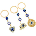 Rhinestone Evil Eye Beaded Chain Keychain Gold Tone view 5