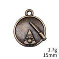 Antique Bronze Cake Slice Pendant Charm in Round Frame view 3