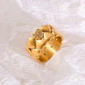 Heart Band Rings Rhinestone Accent Gold Silver Stainless view 2