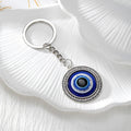 Silver Blue Evil Eye Keychains Multiple Frame Shapes view 4