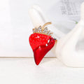 Red Gold Tone Strawberry Crystal Enamel Metal Brooch Pin view 4